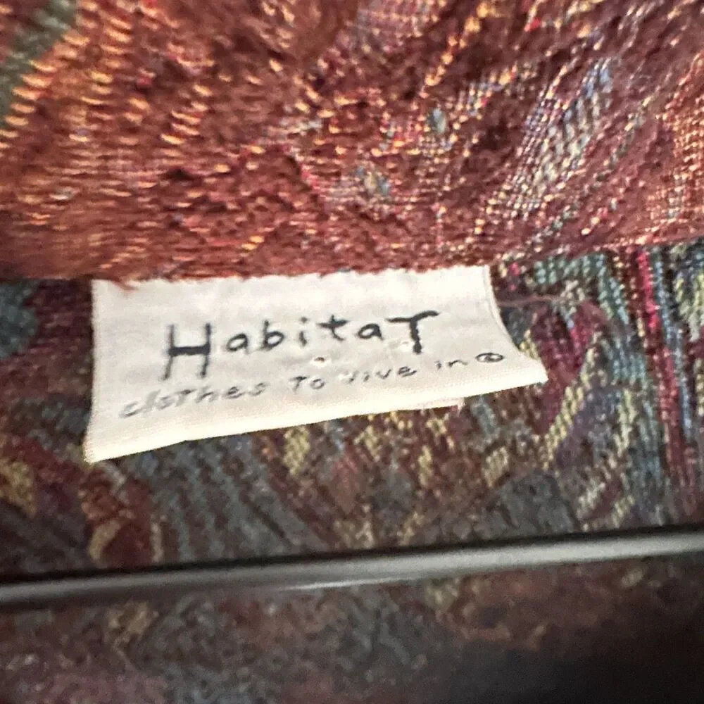 Habitat Burgundy Paisley Upholstery Artsy Boho Button Up Blazer‎ Pockets Size XL